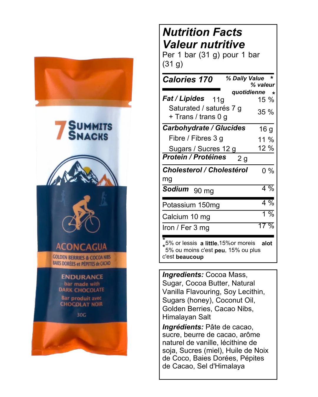 Aconcagua Dark Chocolate Endurance Bars (x6)