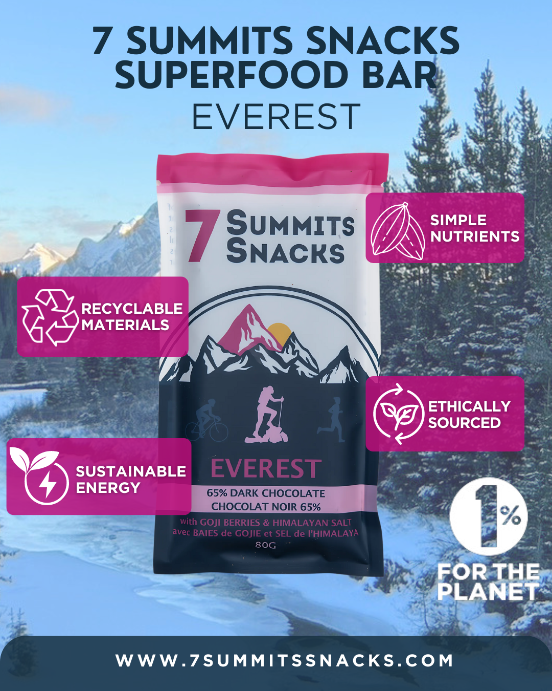 Barres de chocolat noir Everest Superfood