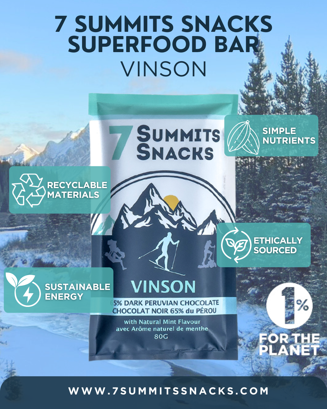 Vinson Dark Chocolate with Mint Superfood Bar (80g x6)