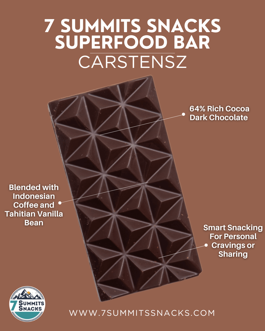 Carstensz Dark Chocolate, Espresso and Vanilla Superfood Bar (80g x6)