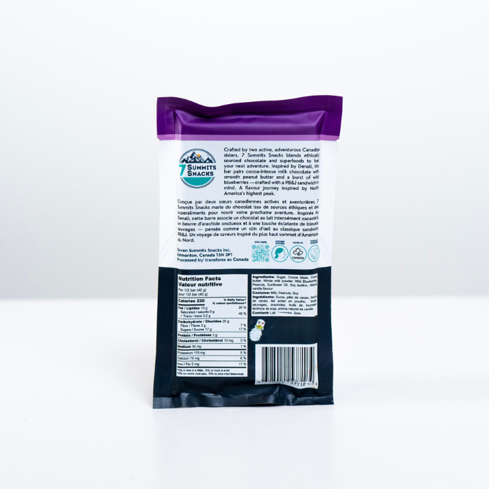Denali Milk Chocolate Superfood Bars with Wild Blueberries & Peanut Butter